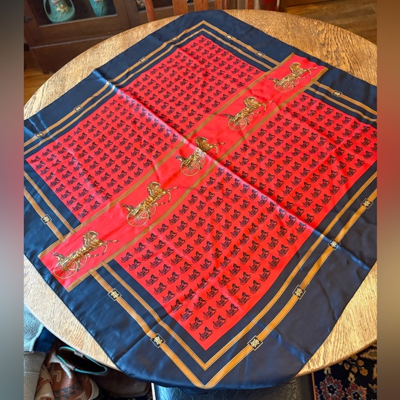 Hermes Paris Carre Scarf Horse Cart Carriage 34 x 34 inch square - Picture 2 of 9